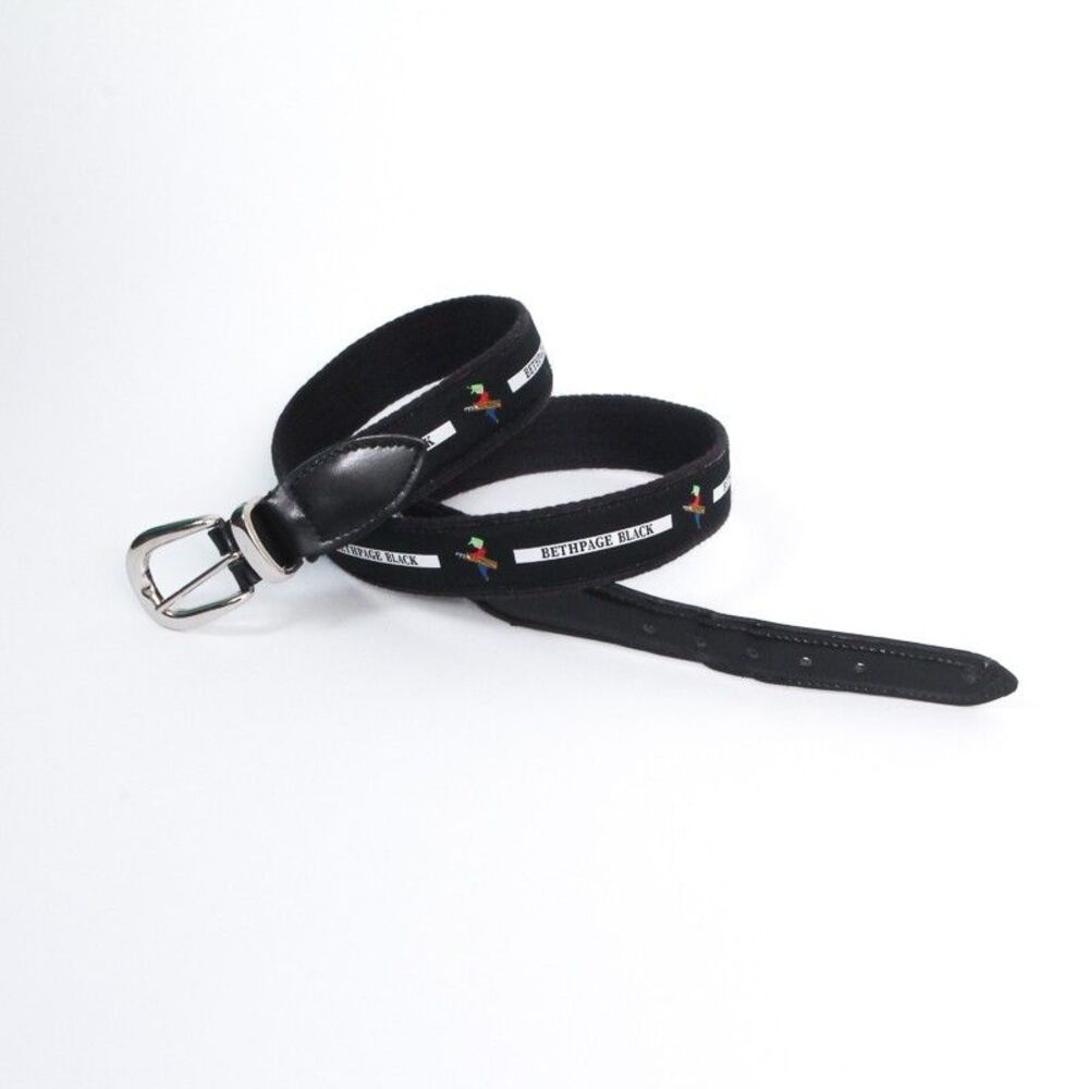 Bethpage Black Golf YRI Mens Size 40 Ribbon Belt Black Leather Silver Buckle
